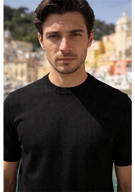 T-shirt in maglia Tagliatore nera in lino e cotone TAGLIATORE | T-shirt | JOSH GSE26-02099